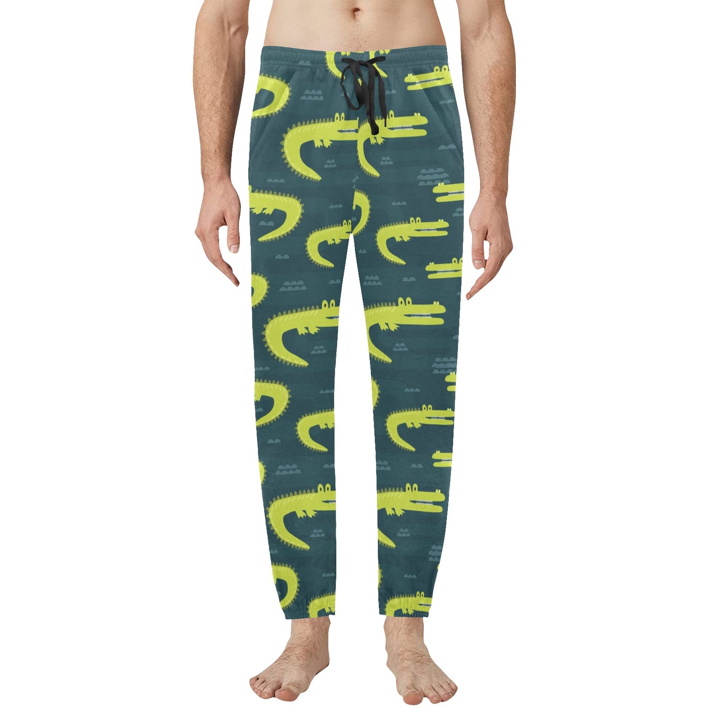 Alligator Pattern Print Design 03 Men's Jogger Pajamas Pants