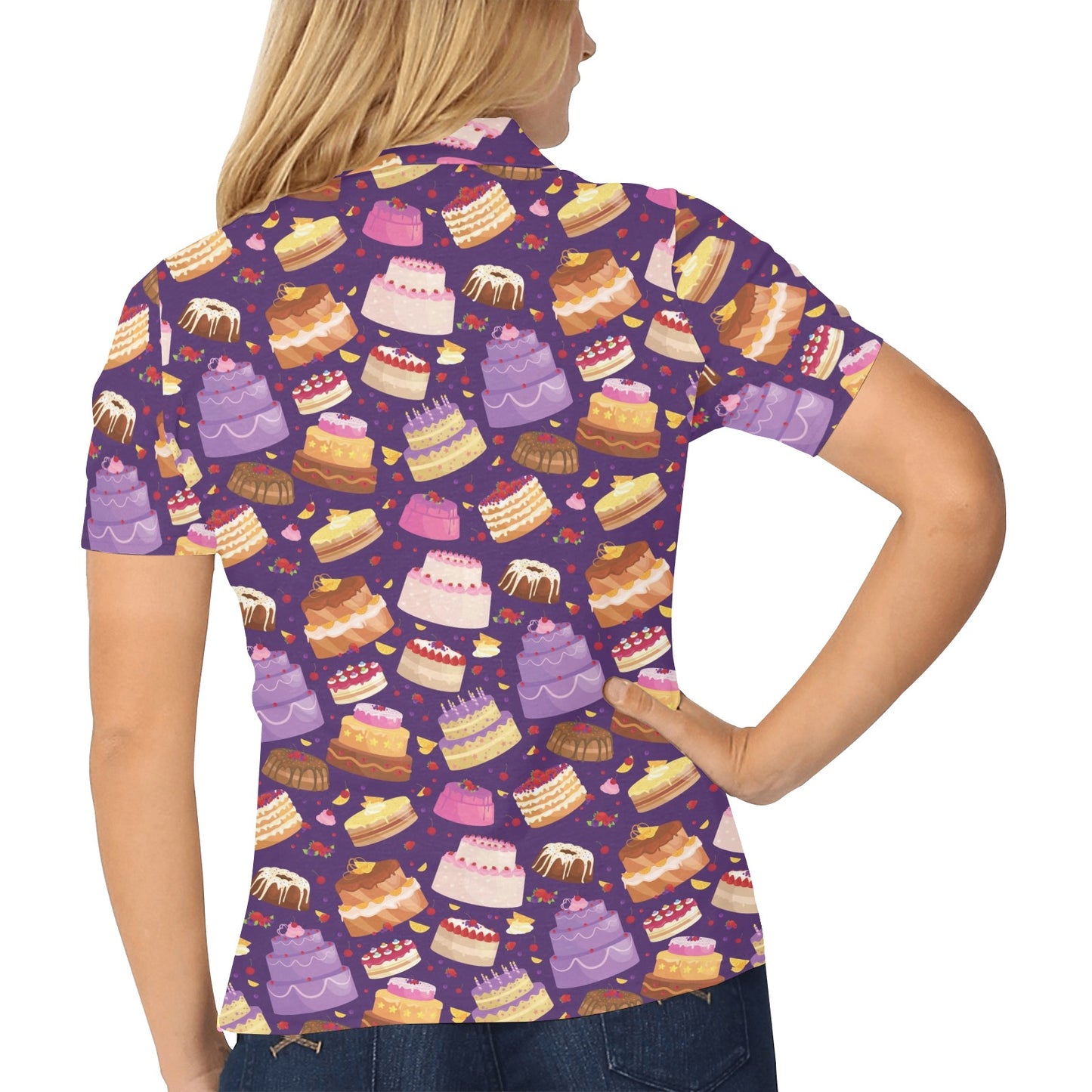 Cake Pattern Print Design 05 Women's Polo Shirt
