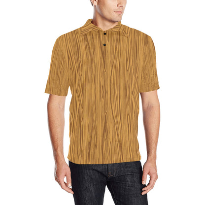 Wood Texture Print Design LKS301 Men Polo Shirt