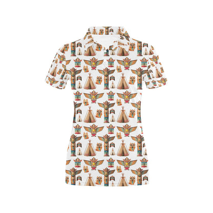 Totem Native Print Design LKS303 Women's Polo Shirt