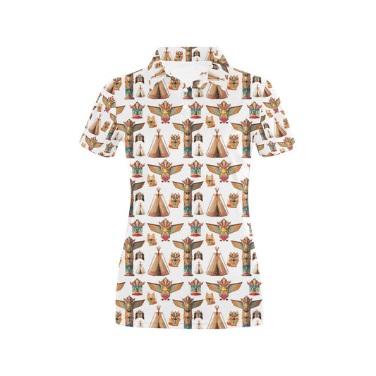 Totem Native Print Design LKS303 Women's Polo Shirt