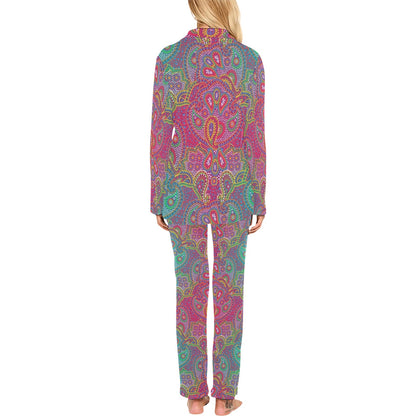 Boho Pattern Print Design 02 Women's Long Pajama Set