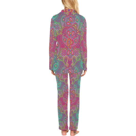 Boho Pattern Print Design 02 Women's Long Pajama Set