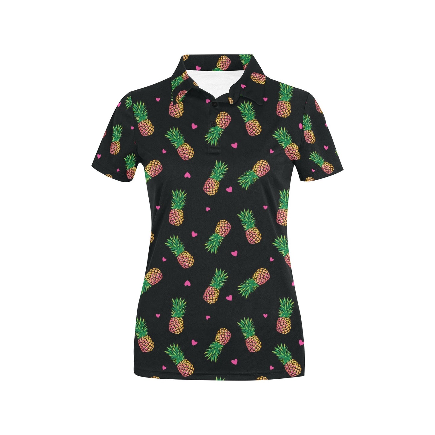 Neon Pineapple Pattern Print Design A04 Women's Polo Shirt