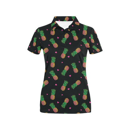 Neon Pineapple Pattern Print Design A04 Women's Polo Shirt