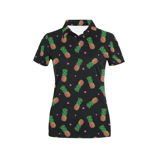 Neon Pineapple Pattern Print Design A04 Women's Polo Shirt
