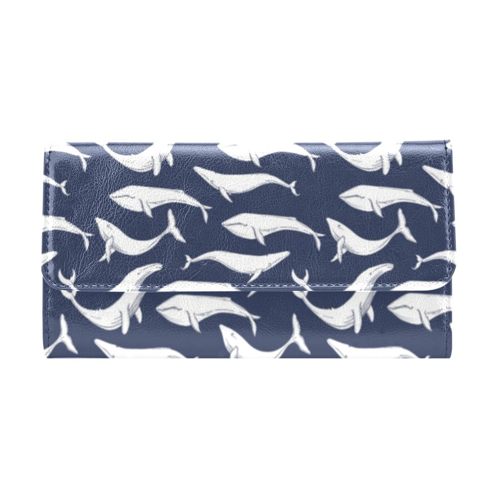 Whale Print Design LKS308 Women's Trifold Wallet