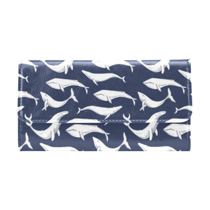 Whale Print Design LKS308 Women's Trifold Wallet