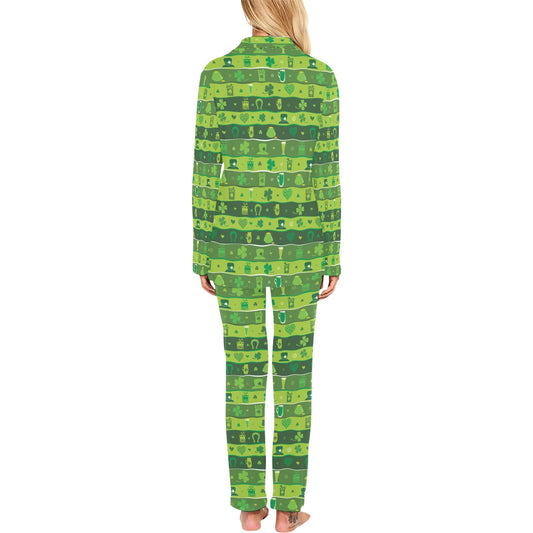 Shamrock Print Design LKS303 Women's Long Pajama Set