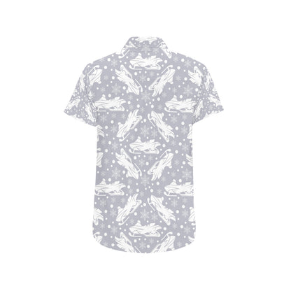 Snowmobile Print Design LKS302 Men Short Sleeve Button Up Shirt