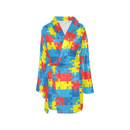 Autism Awareness Design Themed Print Women's Fleece Robe