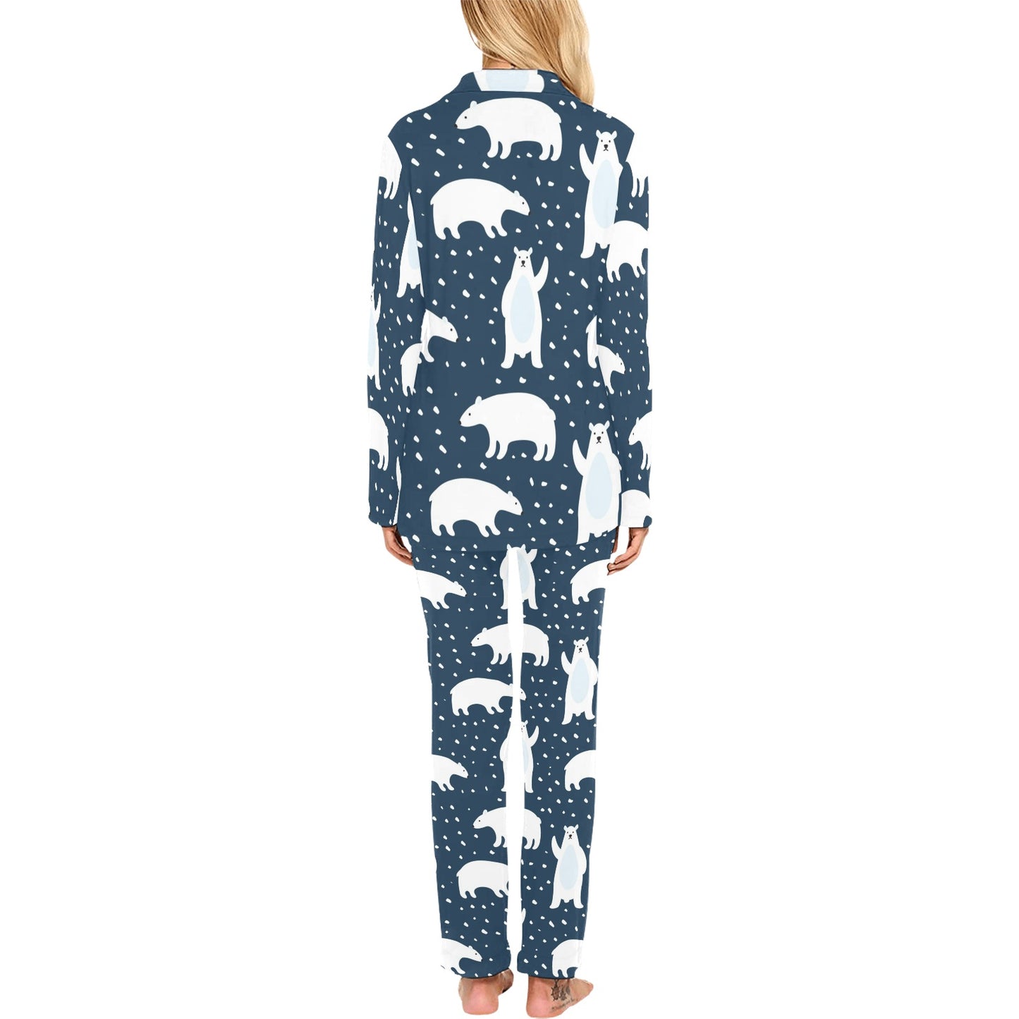 Polar Bear Pattern Print Design A02 Women's Long Pajama Set