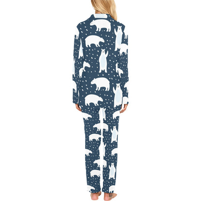 Polar Bear Pattern Print Design A02 Women's Long Pajama Set