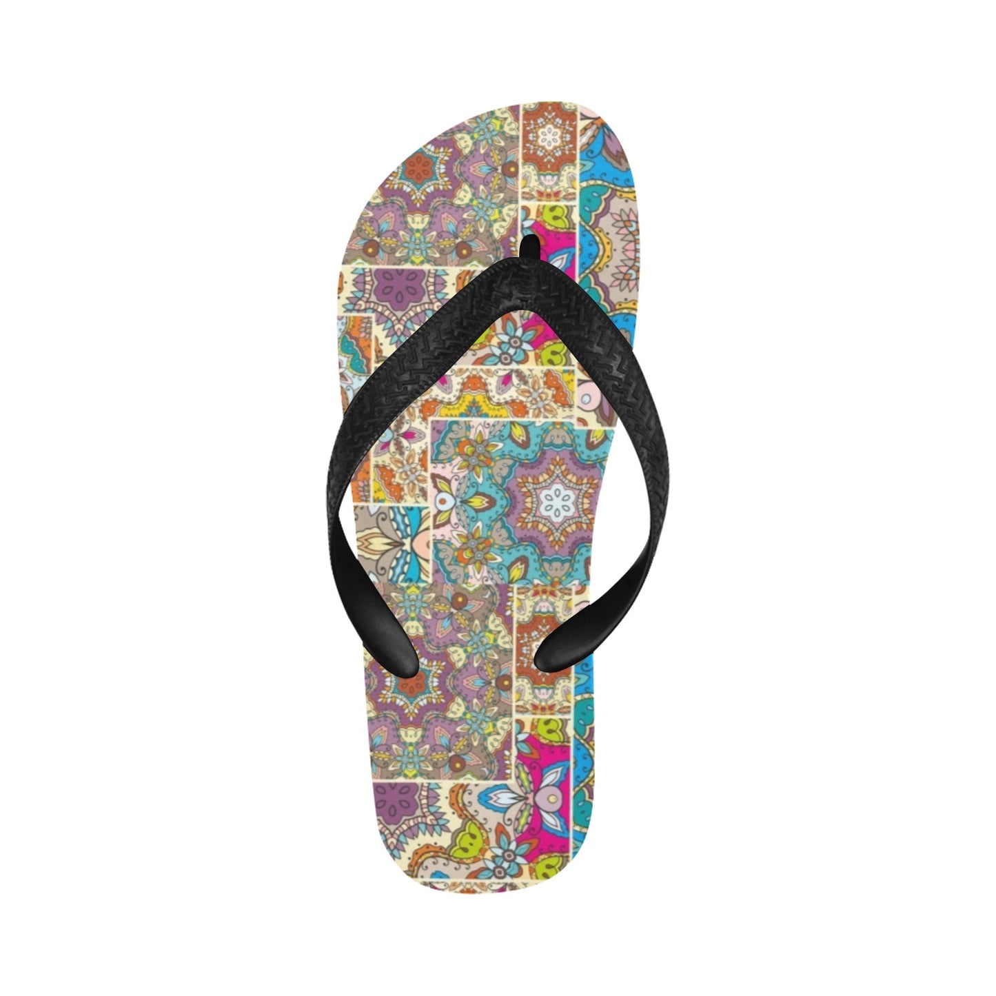 Patchwork Print Design LKS402 Flip Flops