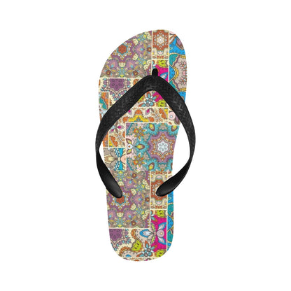 Patchwork Print Design LKS402 Flip Flops