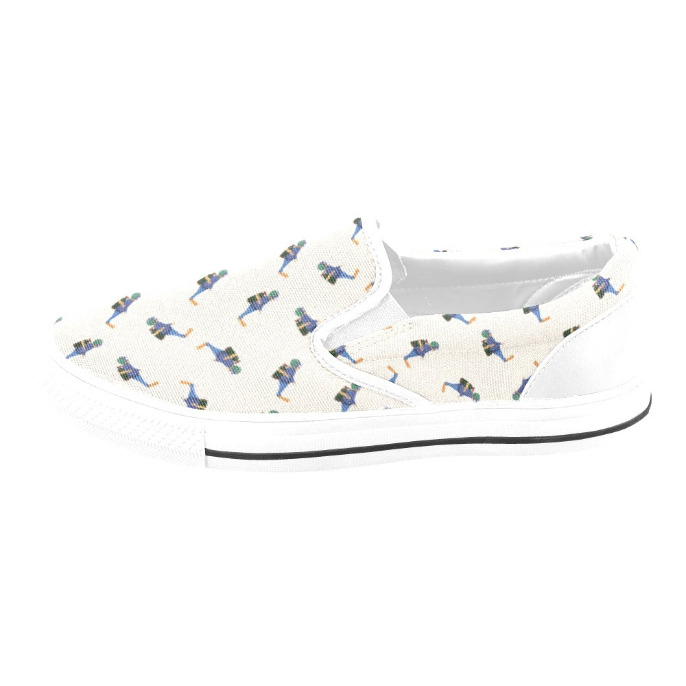 Scuba Driver Print Design LKS301 White Slip Ons Canvas Women's Shoes