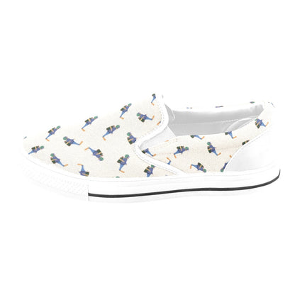 Scuba Driver Print Design LKS301 White Slip Ons Canvas Women's Shoes