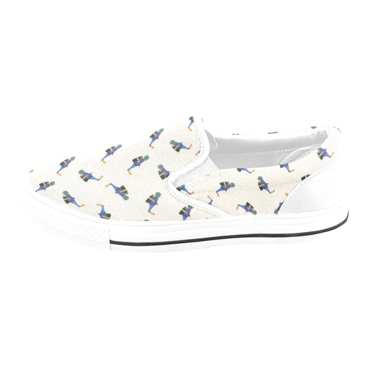 Scuba Driver Print Design LKS301 White Slip Ons Canvas Women's Shoes