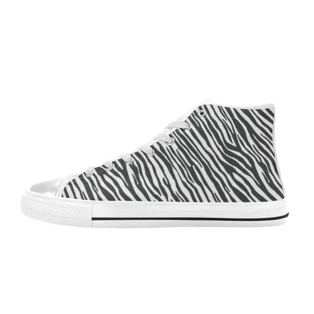 Zebra Classic Print Design LKS302 Men's High Top Canvas Shoes
