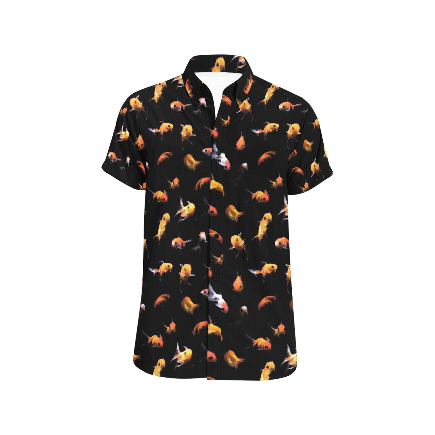 Goldfish Print Design LKS402 Men Short Sleeve Button Up Shirt