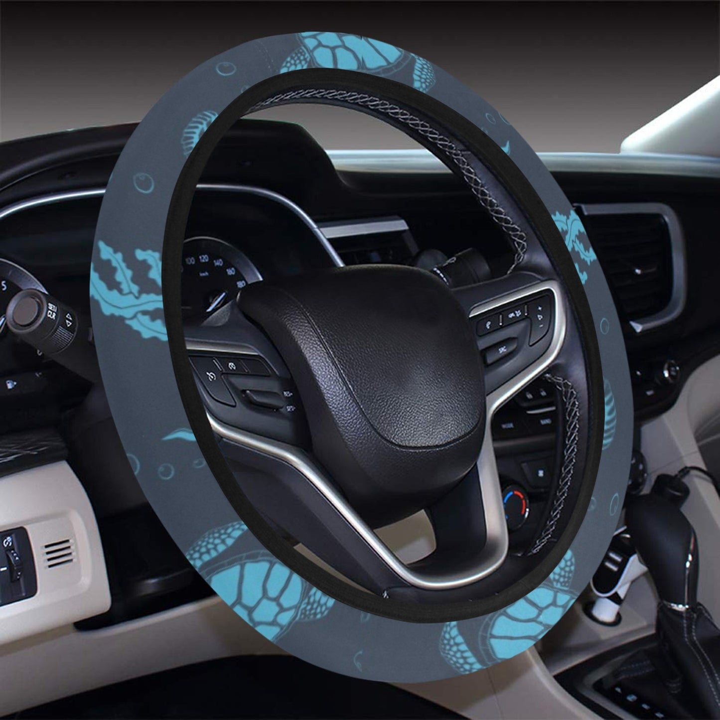 Sea Turtle Print Design LKS307 Steering Wheel Cover with Elastic Edge