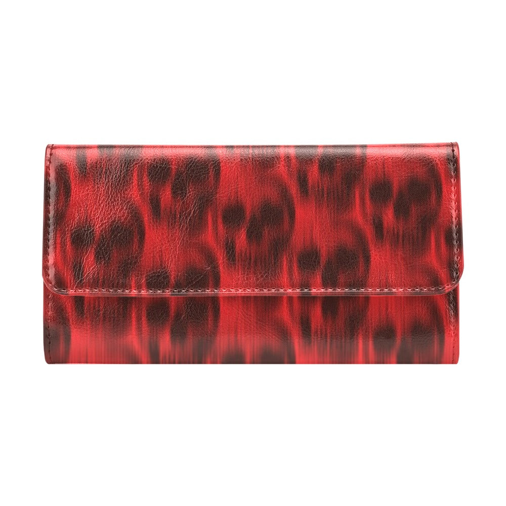 Skull Red Print Design LKS306 Women's Trifold Wallet