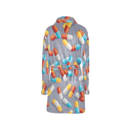 Pill Pattern Print Design A01 Women's Fleece Robe