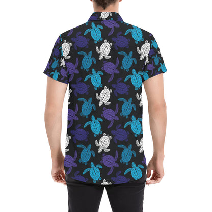 Sea Turtle Print Design LKS306 Men Short Sleeve Button Up Shirt