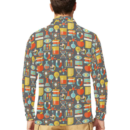 Science Print Design LKS302 Long Sleeve Polo Shirt For Men's