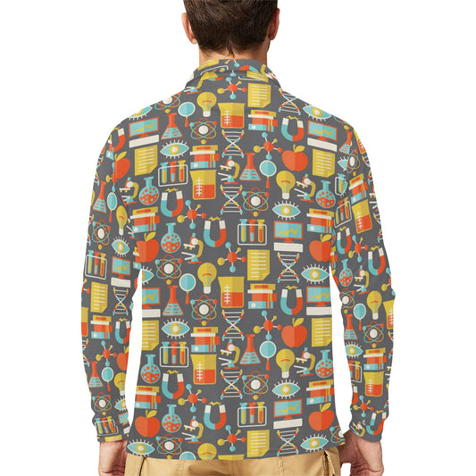 Science Print Design LKS302 Long Sleeve Polo Shirt For Men's