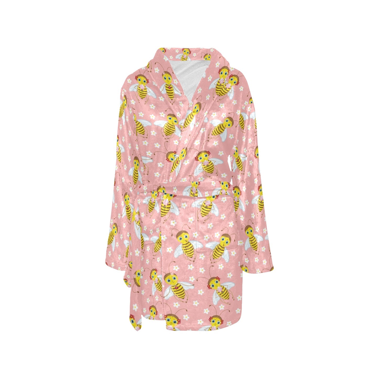 Bee Pattern Print Design BEE07 Women's Fleece Robe
