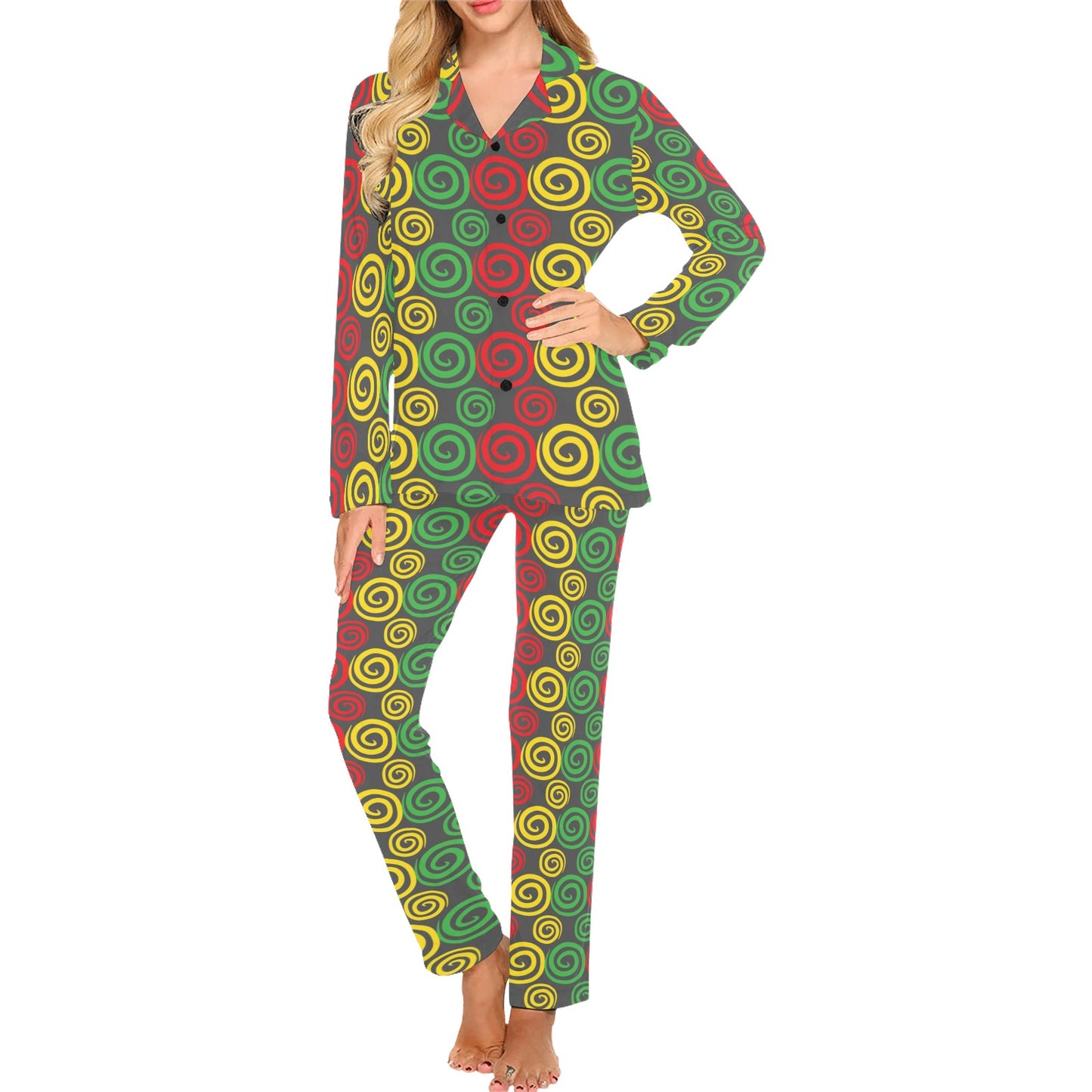 Rastafarian Pattern Print Design A05 Women's Long Pajama Set