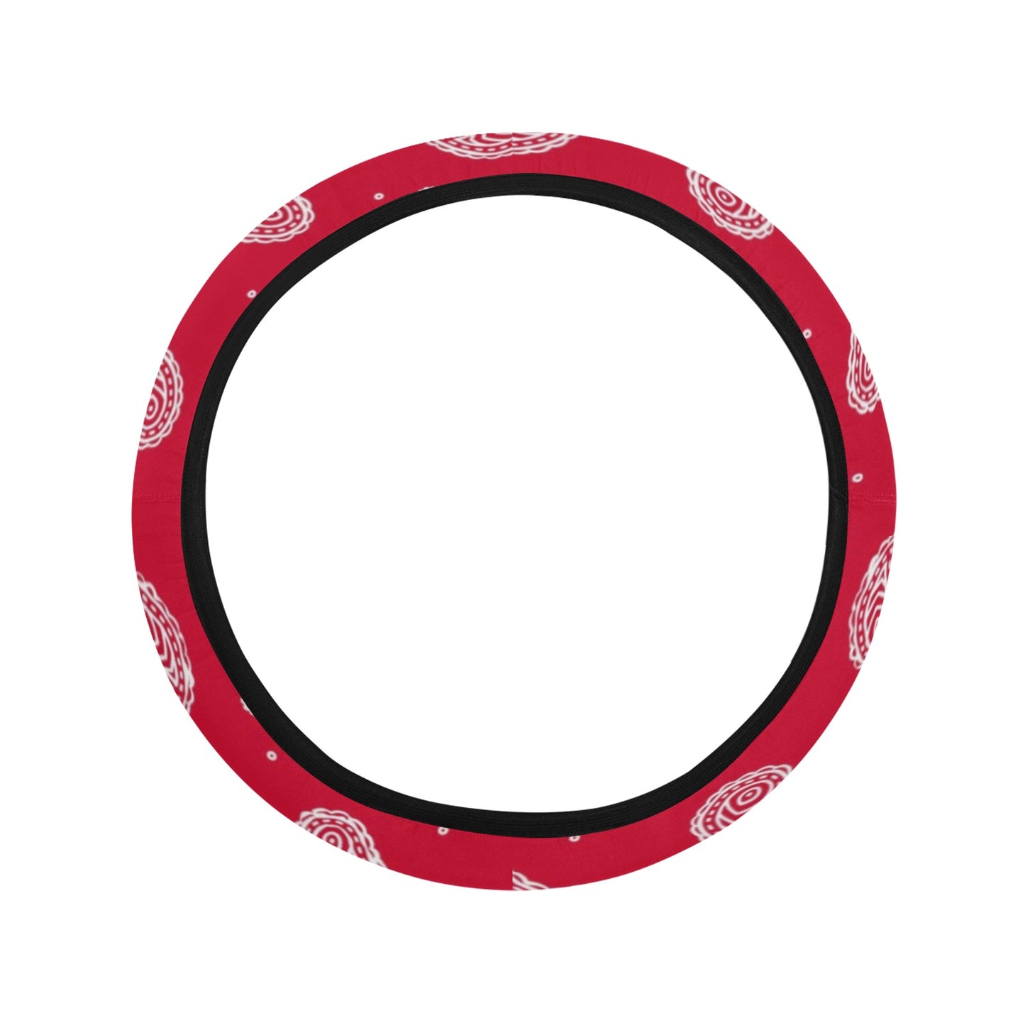 Bandana Red Paisley Print Design LKS305 Steering Wheel Cover with Elastic Edge