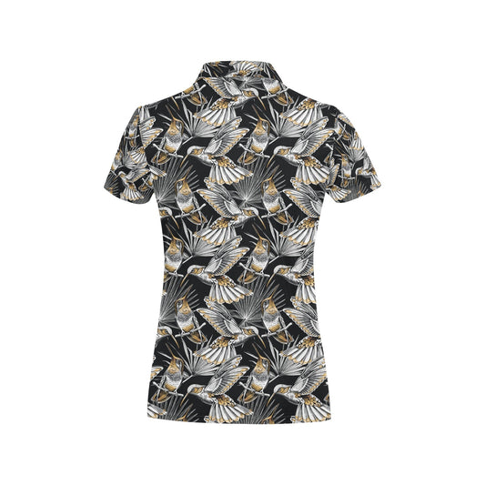 Hummingbird Gold Design Themed Print Women's Polo Shirt