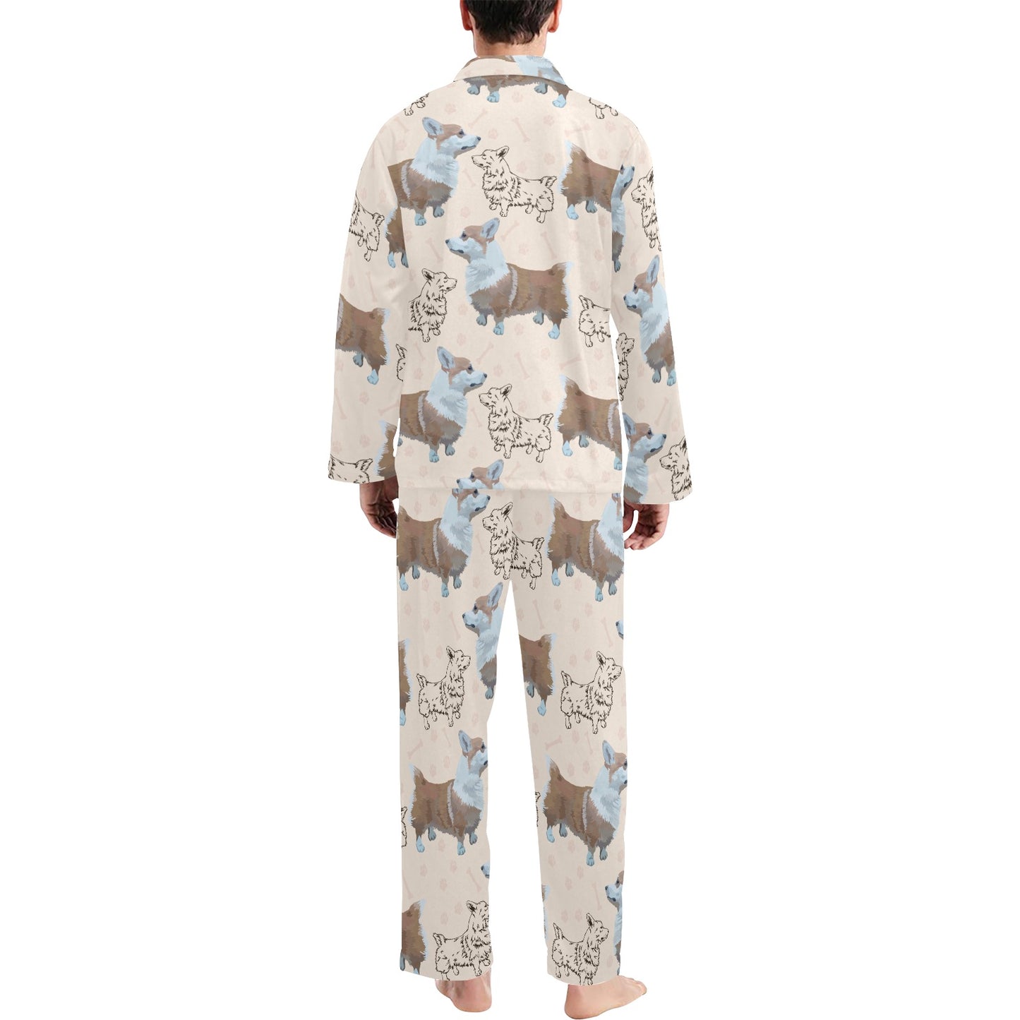 Pembroke Welsh Corgis Pattern Print Design A03 Men's Long Pajama Set