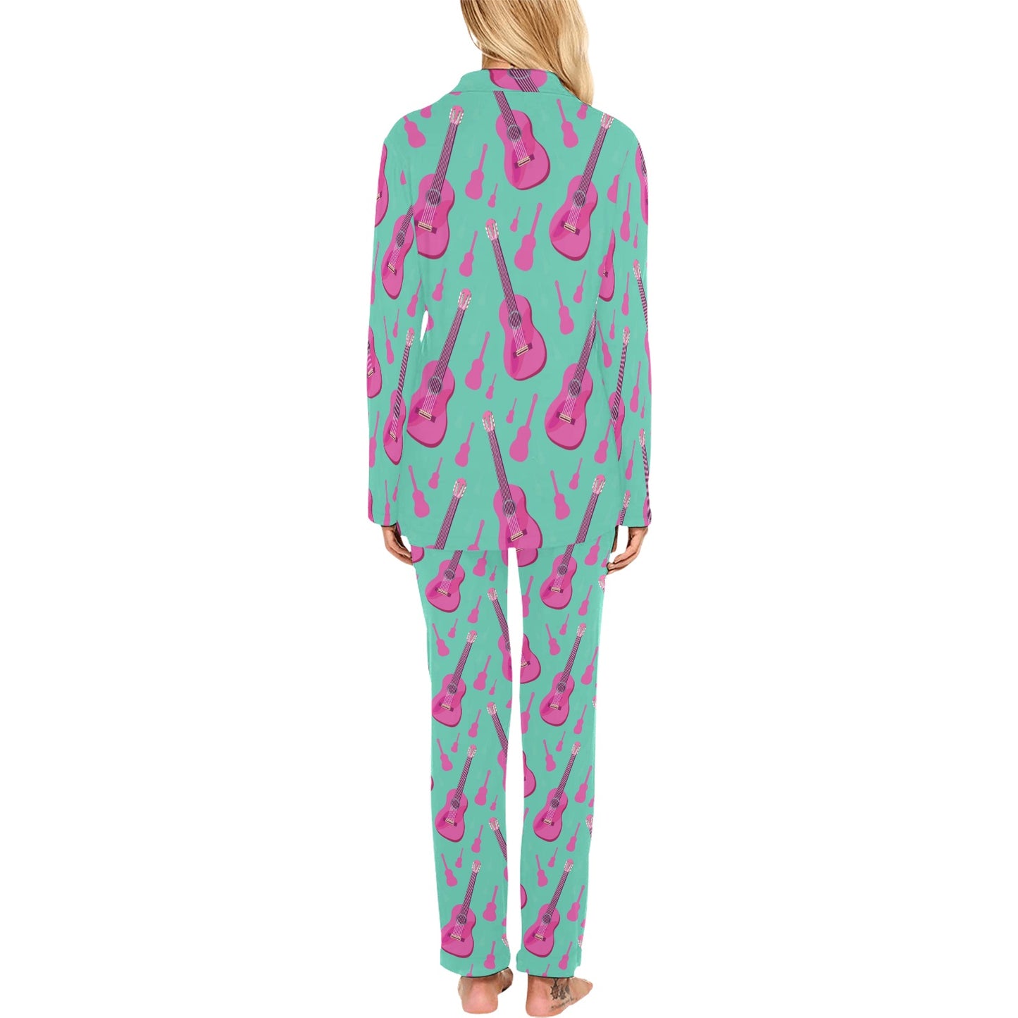 Acoustic Guitar Print Design LKS405 Women's Long Pajama Set