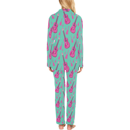 Acoustic Guitar Print Design LKS405 Women's Long Pajama Set