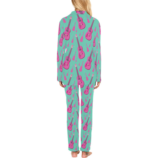 Acoustic Guitar Print Design LKS405 Women's Long Pajama Set
