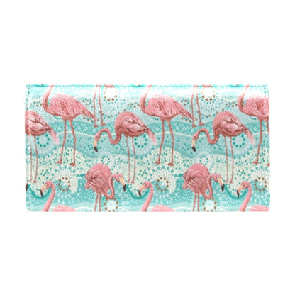 Flamingo Background Themed Print Women's Trifold Wallet