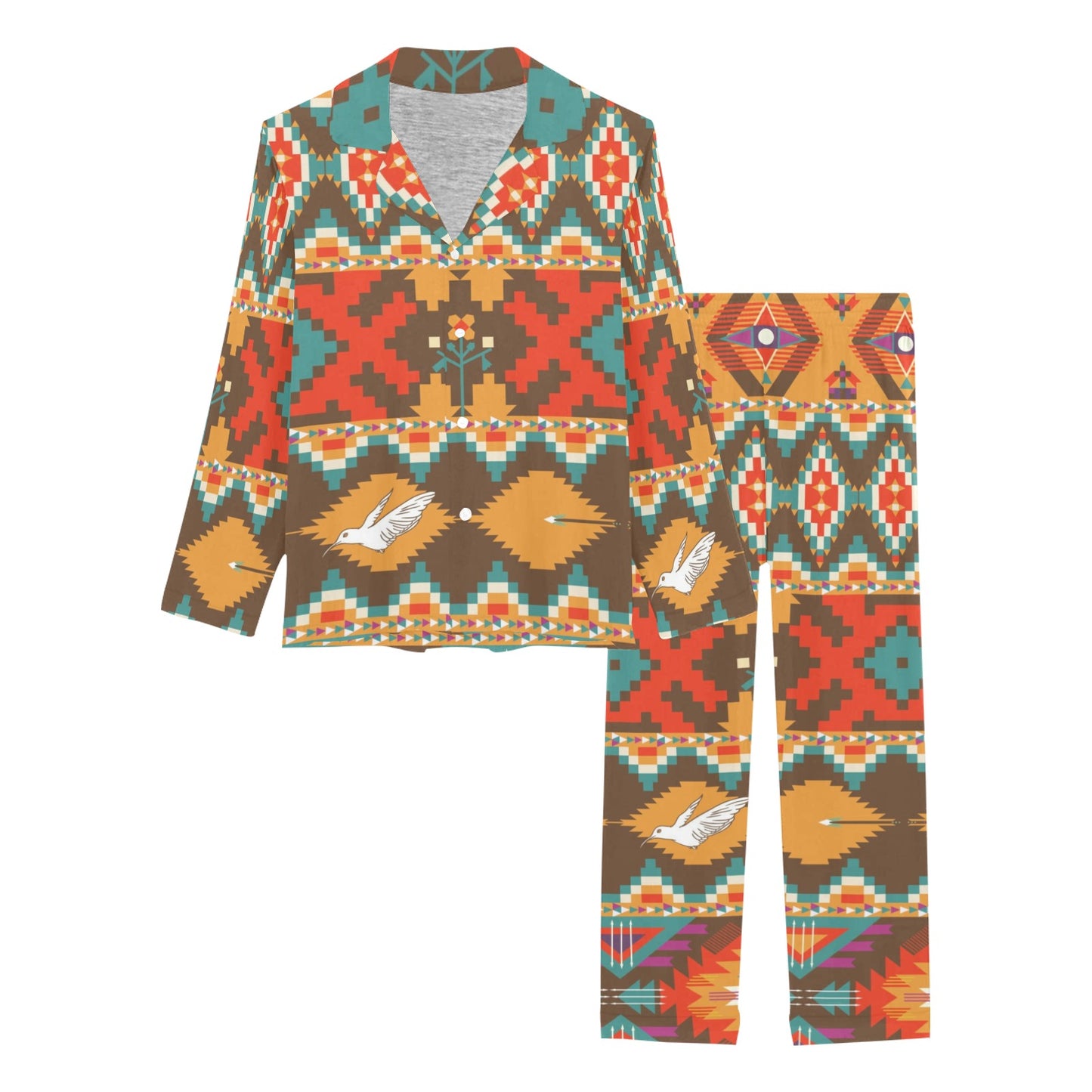 Native Pattern Print Design A01 Women's Long Pajama Set