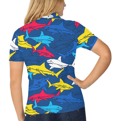 Shark Color Pattern Women's Polo Shirt