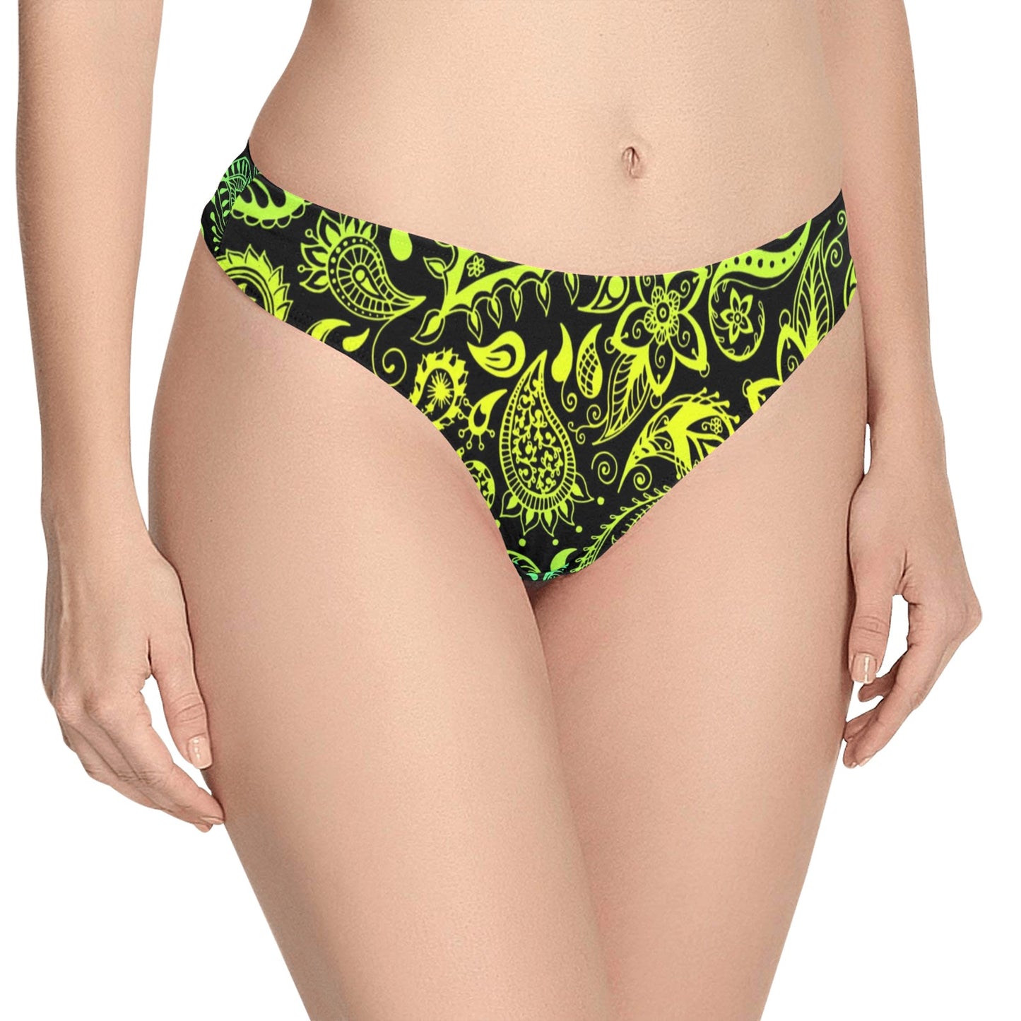 Paisley Green Design Print Women's Thongs