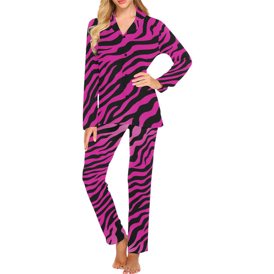 Pink Zebra Women's Long Pajama Set
