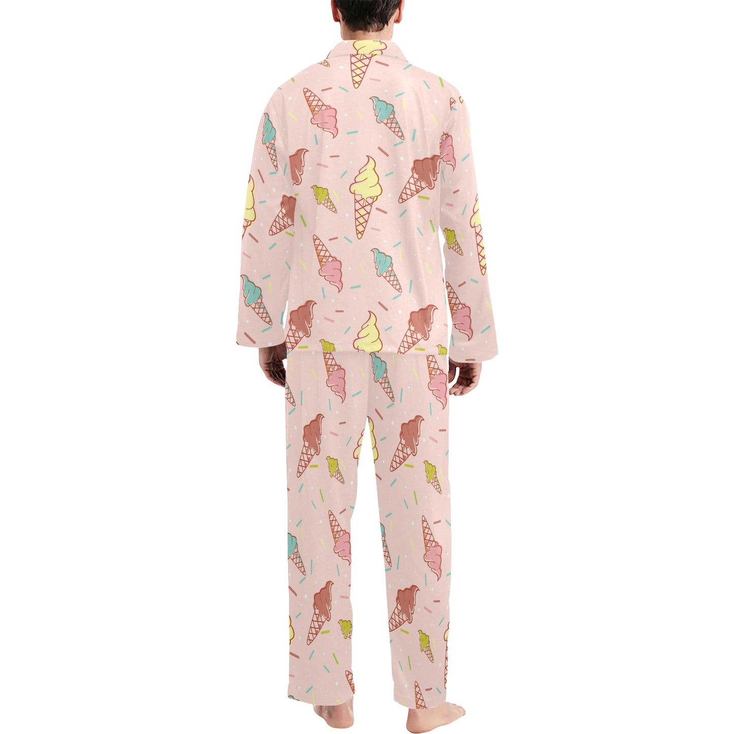 Ice Cream Pattern Print Design 02 Men's Long Pajama Set