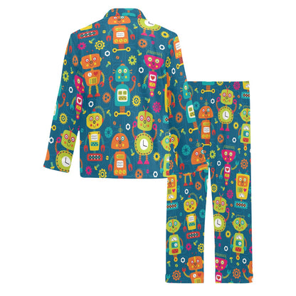 Robot Pattern Print Design A04 Men's Long Pajama Set