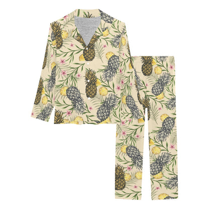 Pineapple Pattern Print Design PP012 Women's Long Pajama Set