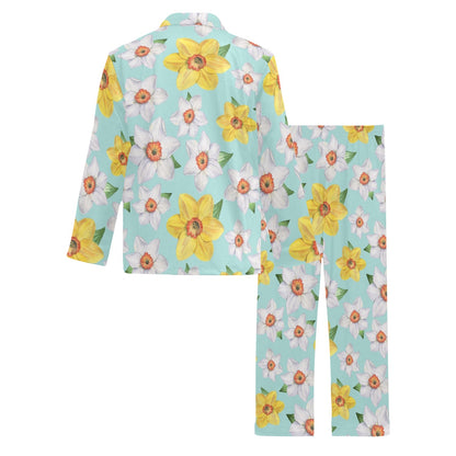 Daffodils Pattern Print Design DF07 Men's Long Pajama Set