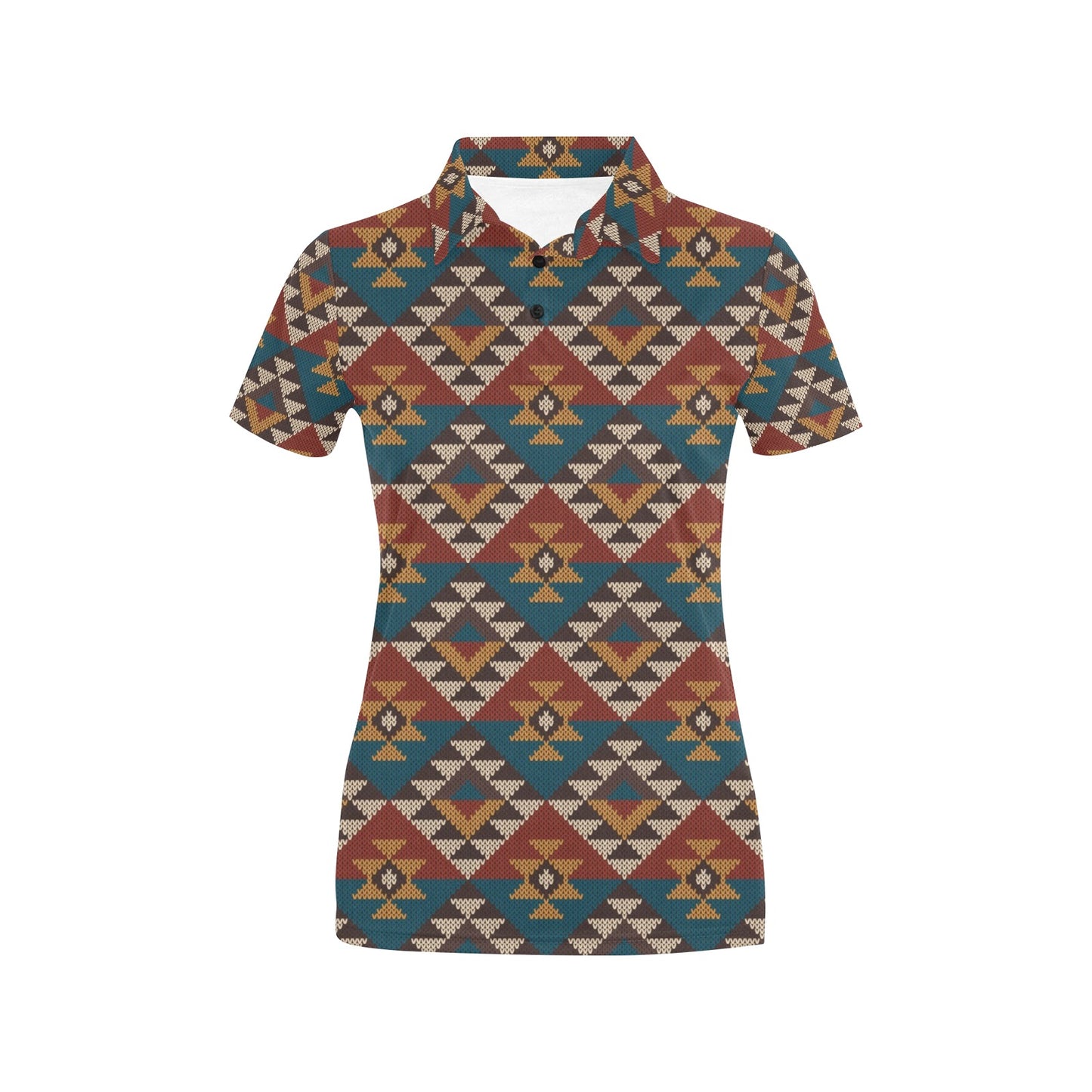 Knit Aztec Tribal Women's Polo Shirt