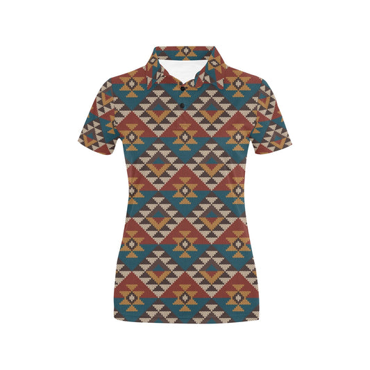 Knit Aztec Tribal Women's Polo Shirt