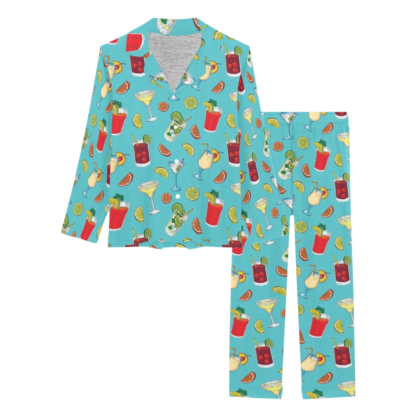 Cocktail Pattern Print Design 05 Women's Long Pajama Set